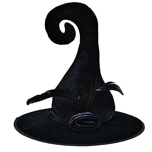 Laikoutd Schwarzer Hexenhut für Halloween, Party, Damen und Herren, plissiert, Zauberer, Cosplay, Kostüm, Festival, Kopfbedeckung, Zubehör, Halloween-Hut, Cosplay von Laikoutd