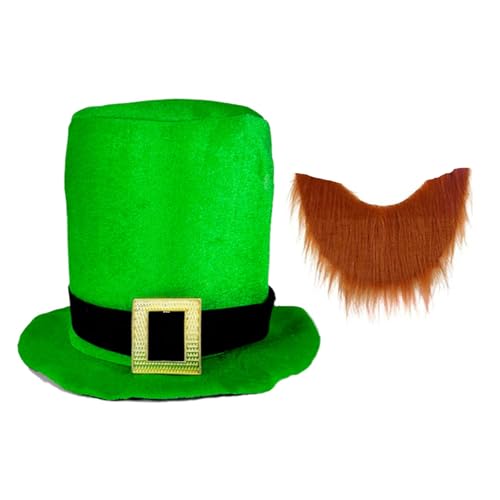 Laikoutd Stabile farbige Materialien, Patricking Day-Kostüme, Mode-Accessoire mit traditionellem grünem Oberteil, Hut und Bart-Design Laikoutd Stabile farbige Materialien, Patricking Day-Kostüme, Mode-Accessoire mit traditionellem grünem Oberteil, Hut und Bart-Design von Laikoutd