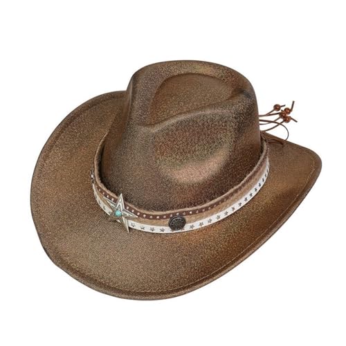 Laikoutd Western-Cowboyhut für Erwachsene, breite Krempe, Cowboyhut, coole Musik, Festival, Maskeraden, Party, Sternengürtel, Hut, Kopfbedeckung Laikoutd Western-Cowboyhut für Erwachsene, breite Krempe, Cowboyhut, coole Musik, Festival, Maskeraden, Party, Sternengürtel, Hut, Kopfbedeckung von Laikoutd