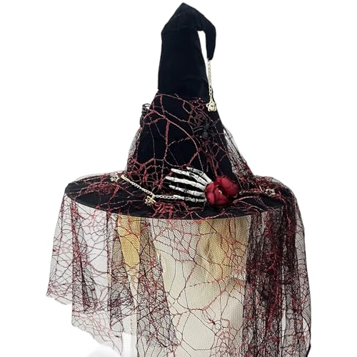 Laikoutd Witch Kostüm Cap Punk Schädel Print Spiderweb Schleier Atmungsaktivem Hexenhut Für Adult Halloween Cosplay Accessoire Theme Party Accessoires Laikoutd Witch Kostüm Cap Punk Schädel Print Spiderweb Schleier Atmungsaktivem Hexenhut Für Adult Halloween Cosplay Accessoire Theme Party Accessoires von Laikoutd