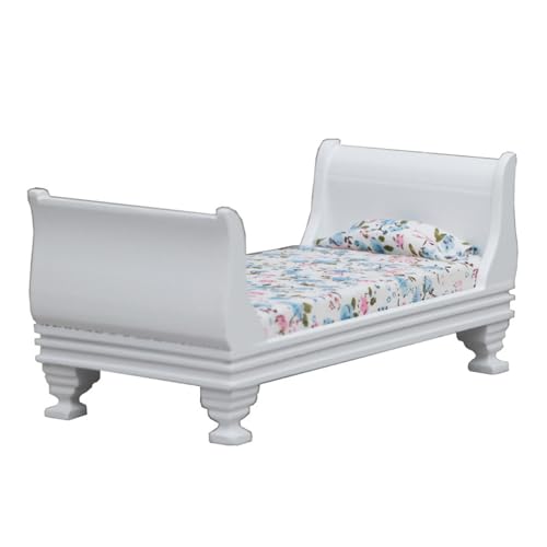 Puppenhäuser im Maßstab 1:12, Einzelbettmodell, Möbelszene, Zubehör für 15 cm große Puppen, viktorianisches Vintage-Bett von Laikoutd