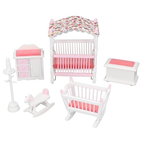 Realistisches Miniatur-Kinderzimmermöbel-Set für Puppenhäuser mit Bett und Garderobe Realistisches Miniatur-Kinderzimmermöbel-Set für Puppenhäuser mit Bett und Garderobe von Laikoutd