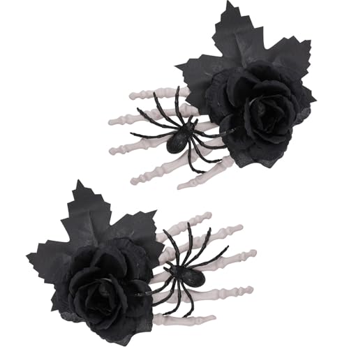 Schädelklauenhaarzubehör Mit Schwarzen Rosen Und Künstlichen Spinnen Für Themenpartys Cosplay Kostüme Halloween Kostüm Haare Clip von Laikoutd