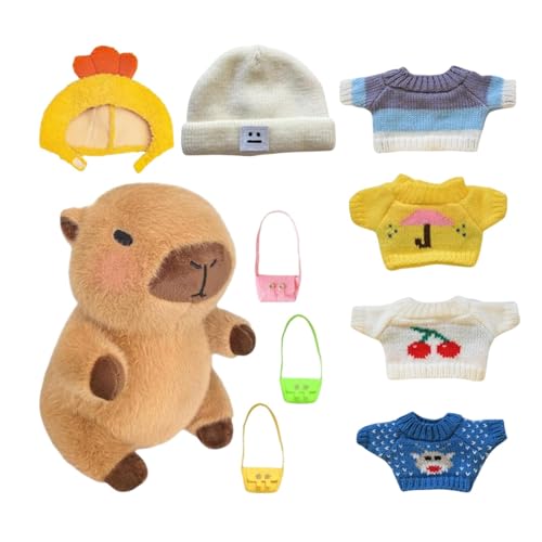 Lainiaoly Capybara-Plüschtier Mit 9-teiliger Kleidung Und Accessoires, Niedliches Plüsch-Capybara, Capybara-Puppenkostüm, Anziehpuppenpullover, Plüschtier-Begleiter Für Kinder, Und Mädchen Lainiaoly Capybara-Plüschtier Mit 9-teiliger Kleidung Und Accessoires, Niedliches Plüsch-Capybara, Capybara-Puppenkostüm, Anziehpuppenpullover, Plüschtier-Begleiter Für Kinder, Und Mädchen von Lainiaoly