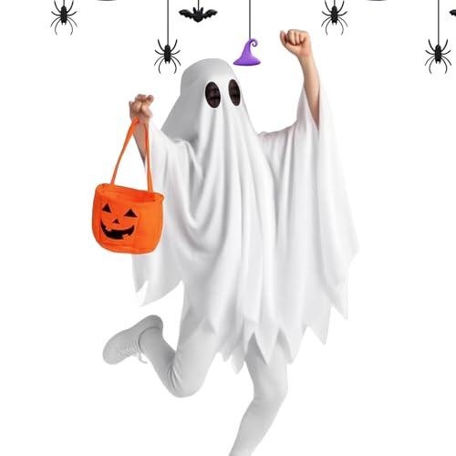Lainiaoly Kinder Halloween Kostüme,Weißer Gespensterumhang Kinderkostüm - Cosplay Zubehör und Partyoutfit mit Süßigkeitentaschen für Kinder und Mädchen für Feiertage Festivals Partys Lainiaoly Kinder Halloween Kostüme,Weißer Gespensterumhang Kinderkostüm - Cosplay Zubehör und Partyoutfit mit Süßigkeitentaschen für Kinder und Mädchen für Feiertage Festivals Partys von Lainiaoly