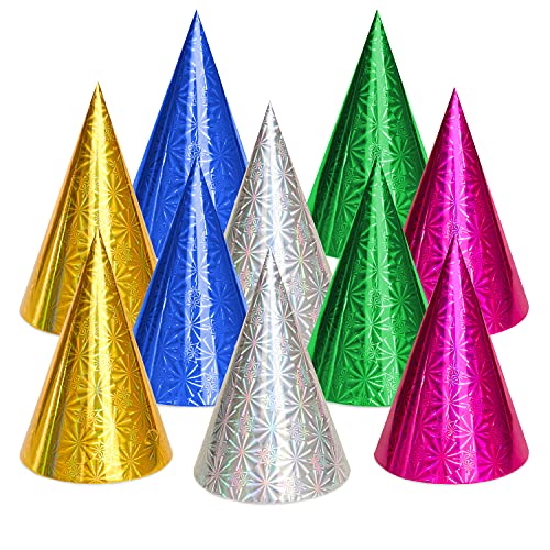 Lainrrew 50 Stück Partyhüte für Geburtstagspartys, Partyhüte, metallische Folie, Kegelhüte, bunte Papierhüte, Kunsthandwerkskappen, Partyzubehör für Geburtstagsfeiern, Hochzeiten, Weihnachten, Kinder Lainrrew 50 Stück Partyhüte für Geburtstagspartys, Partyhüte, metallische Folie, Kegelhüte, bunte Papierhüte, Kunsthandwerkskappen, Partyzubehör für Geburtstagsfeiern, Hochzeiten, Weihnachten, Kinder von Lainrrew