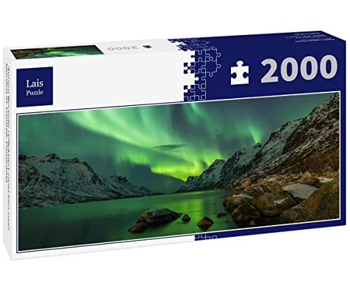 Lais Puzzle Aurora Borealis reflektiert zwischen Zwei Fjorden in Tromsø, Panorama 2000 Teile Panorama von Lais Puzzle