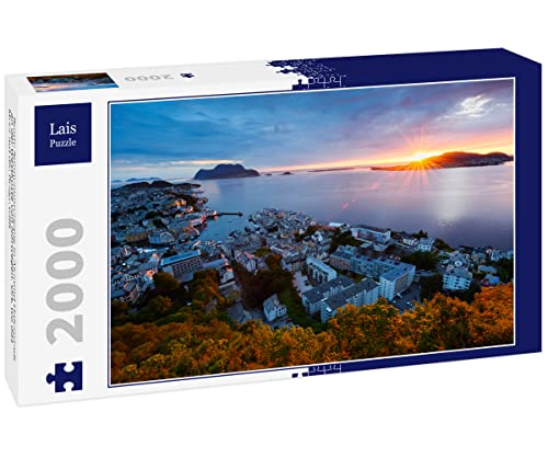 Lais Puzzle Bunte Sonnenuntergang in Alesund Hafenstadt an der Westküste von Norwegen. Ort, wo das Meer auf die Berge trifft 2000 Teile von Lais Puzzle