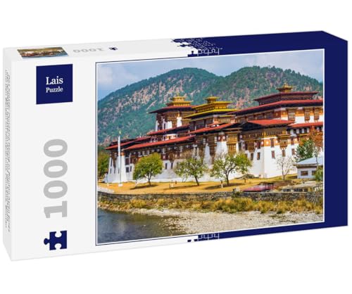 Lais Puzzle Das Kloster Punakha Dzong in Bhutan Asien eines der größten Klöster in Asien mit der Landschaft und den Bergen im Hintergrund, Punakha, Bhutan 1000 Teile von Lais Puzzle