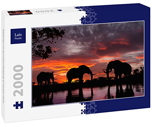 Lais Puzzle Elefanten im Sonnenuntergang an einem Fluss 2000 Teile von Lais Puzzle