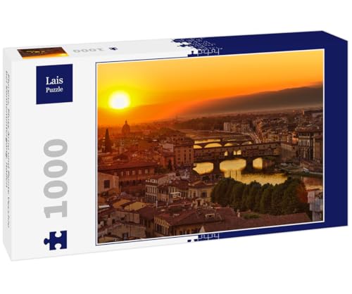 Lais Puzzle Florenz, Fluss Arno und Ponte Vecchio bei Sonnenuntergang, Italien 1000 Teile von Lais Puzzle
