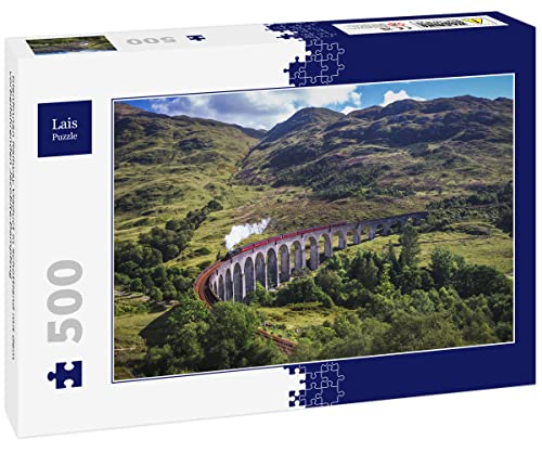 Lais Puzzle Glenfinnan Railway Viaduct in Schottland mit dem vorbeifahrenden Jacobite-Dampfzug 500 Teile von Lais Puzzle