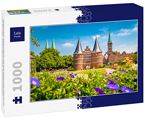 Lais Puzzle Historische Stadt Lübeck mit dem berühmten Holstentor im Sommer, Schleswig-Holstein, Norddeutschland 1000 Teile von Lais Puzzle