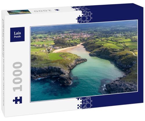 Lais Puzzle Luftbild auf Playa de Poo bei Ebbe in der Nähe von Llane, grüne Küste von Asturien 1000 Teile von Lais Puzzle