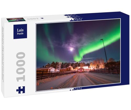 Lais Puzzle Nordlichter über Einer kleinen Stadt. Nykarleby/Uusikaarlepyy, Finnland 1000 Teile von Lais Puzzle
