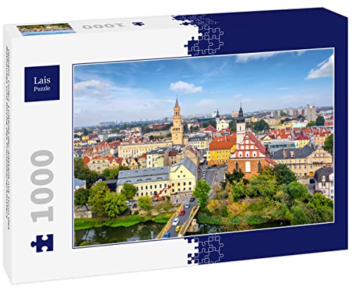 Lais Puzzle Oppeln, Polen. Luftbild der Altstadt mit Turm des Rathauses und Kirche des Franziskanerklosters 1000 Teile von Lais Puzzle