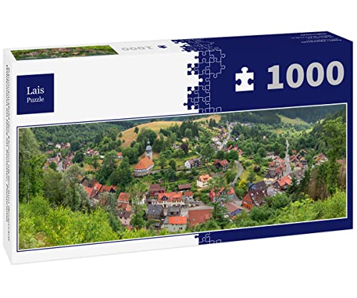 Lais Puzzle Panoramabild der kleinen idyllischen Bergstadt Wildemann im Harz im Sommer, Panorama 1000 Teile Panorama von Lais Puzzle