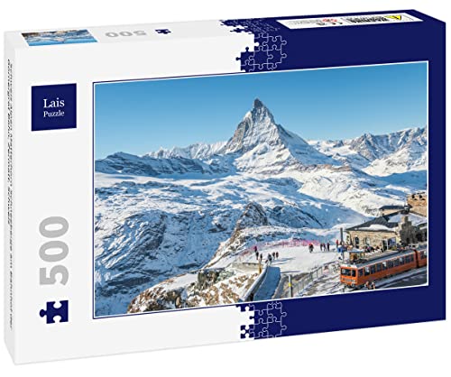 Lais Puzzle Schweiz Alpen Matterhorn Schneeberge am Bahnhof der Gornergrat Bahn, Zermatt, Schweiz 500 Teile von Lais Puzzle