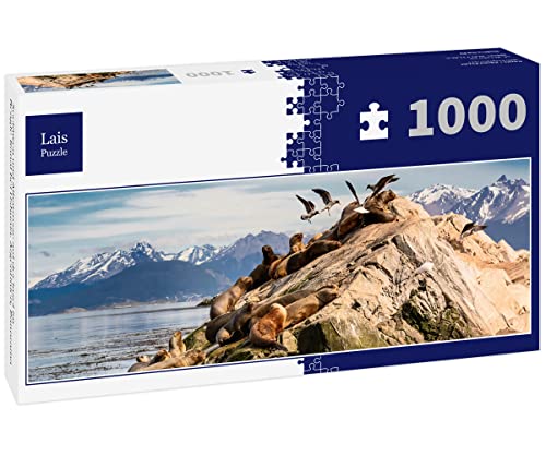 Lais Puzzle Seelöwen und Albatrosse auf der Insel im Beagle-Kanal bei Ushuaia. Argentinien, Panorama 1000 Teile Panorama von Lais Puzzle