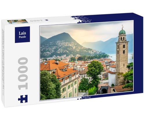 Lais Puzzle Stadtbild von Lugano mit Glockenturm der Kathedrale St. Lorenz und Blick auf den See und dramatisches Licht in Lugano Schweiz 1000 Teile Lais Puzzle Stadtbild von Lugano mit Glockenturm der Kathedrale St. Lorenz und Blick auf den See und dramatisches Licht in Lugano Schweiz 1000 Teile von Lais Puzzle