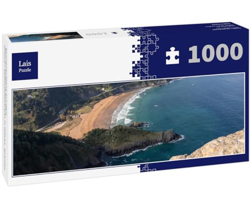 Lais Puzzle Strand von Laga im Biosphärenreservat Urdaibai von einem nahe gelegenen Berg aus 1000 Teile Panorama von Lais Puzzle