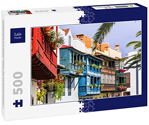Lais Puzzle Traditionelle Kolonialarchitektur der Kanarischen Inseln. Hauptstadt von La Palma - Santa Cruz mit bunten Balkonen 500 Teile von Lais Puzzle