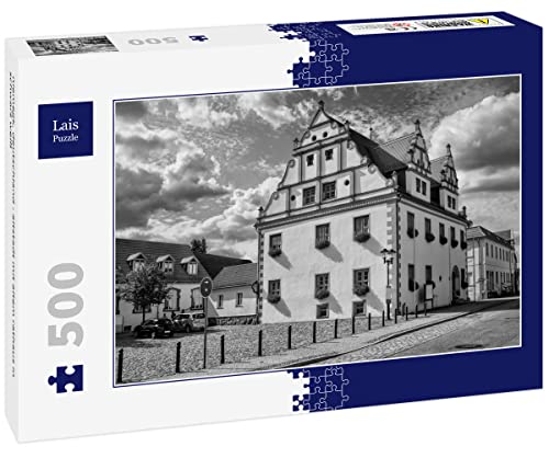 Lais Puzzle niemegk, Deutschland - altstadt mit altem rathaus in schwarz weiß 500 Teile von Lais Puzzle