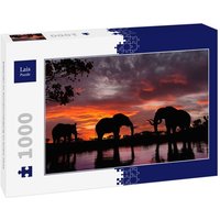 Lais Puzzle Elefanten im Sonnenuntergang an einem Fluss 1000 Teile von Lais Systeme