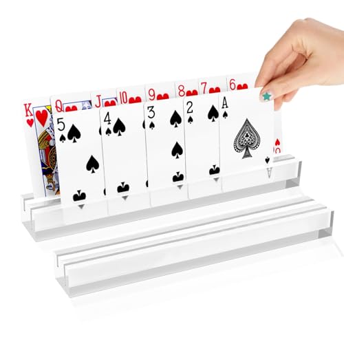 Lajiakoy® Acryl Kartenhalter, 2 PCS Spielkartenhalter, Kartenhalter Kinder, Card Holder, Kartenständer für Kinder Senioren (Weiß) von Lajiakoy