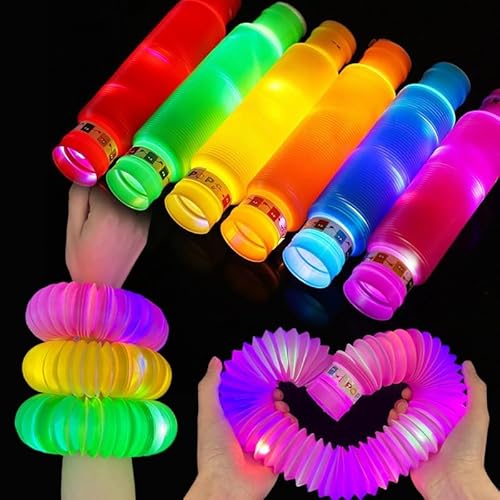 Knicklicht Pop Tubes,12PCS Leuchtstäbe,LED Leuchtspielzeug,LED Stretchrohr,Party Supplies Leuchtstäbe,Partyzubehör im Dunkeln Röhrchen,Geburtstagsparty Dekoration Set, Leuchtende Armbänder(20cm) von LakiHomi