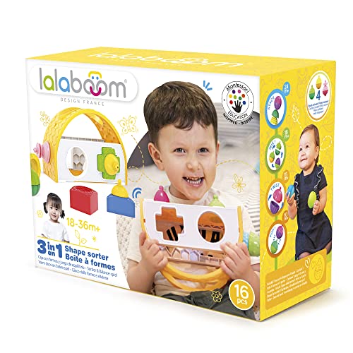 Lalaboom - 3-in-1 Shape Sorter and Balance Toy - Preschool Toy - Montessori Education Shapes and Colors and Construction Game and Learning Toy from 10 Months to 4 Years Old - BL810, 16 Pieces Lalaboom - 3-in-1 Shape Sorter and Balance Toy - Preschool Toy - Montessori Education Shapes and Colors and Construction Game and Learning Toy from 10 Months to 4 Years Old - BL810, 16 Pieces von Lalaboom