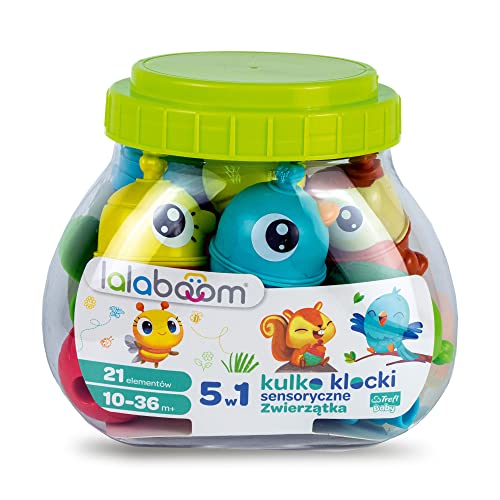 Lalaboom Trefl, Kugel Sensorische Belag, Tiere - 21er Set, 5in1 Spielzeug, Kleinkind Steine, Motorische Entwicklung, Sicheres Lernspielzeug für Kinder ab 10 Monaten von Trefl