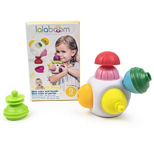 Lalaboom - Cube and Beads to Assemble - Preschool Toy - Montessori Education Shapes and Colors and Construction Game and Learning Toy for Children from 10 months to 4 years old - BL650, 9 pieces von Lalaboom