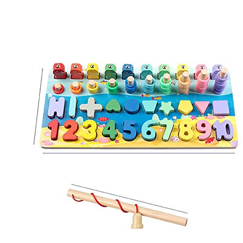 Lalia Steckspiel aus Holz mit 42x16cm Fische Steckbausteinen Magnet bunt Holzspielzeug Steckpuzzle Motorik Motorikwürfel Geschenk für Kleinkinder Kinder ab 3 Jahren Spielzeug Holzpuzzle von Lalia