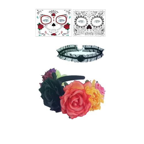 Lalieffacely Halloween Tag der Toten Haarreif Halloween Dia De Los Muertos Kostüm Accessoires für Damen (Mehrfarbig) von Lalieffacely