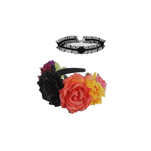 Lalieffacely Halloween Tag der Toten Haarreif Halloween Dia De Los Muertos Kostüm Accessoires für Damen (Rosa) von Lalieffacely
