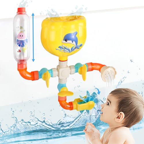 LamBoio Badewannenspielzeug Set Badespielzeug Baby ab 1 Jahr Badewannen Spielzeug, Wasserspielzeug Kinder DIY mit Dusche und Wasserflaschen,Geschenk für Mädchen und Jungen ab 2 3 4 Jahre von LamBoio