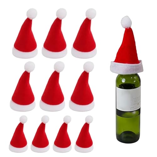 Lambo 10 x Weihnachtsmannmütze, Weihnachtsmütze, Bestecktasche, Weihnachtsmütze, Schnullermütze, Weinflaschenmütze, Tischdekoration Lambo 10 x Weihnachtsmannmütze, Weihnachtsmütze, Bestecktasche, Weihnachtsmütze, Schnullermütze, Weinflaschenmütze, Tischdekoration von Lambo