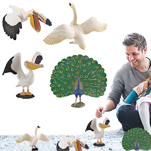 Lambo 2 Tierfiguren Realistische Vögel, realistische Tiermodelle, Figuren, simulierte Tiermodelle Pelikane, Schwäne, Pfauenspielzeug, Lernspielzeug für Mädchen von Lambo