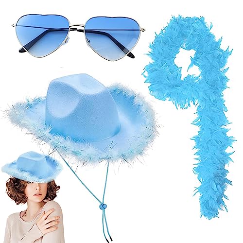 Lambo Cow-Girlhut, Cow-Girl, mit Sonnenbrille, für Damen, Cowboyhut, flauschig, mit Fell, mit Federn, für Halloween, Cosplay, Kostüm, Junggesellinnenabschied Lambo Cow-Girlhut, Cow-Girl, mit Sonnenbrille, für Damen, Cowboyhut, flauschig, mit Fell, mit Federn, für Halloween, Cosplay, Kostüm, Junggesellinnenabschied von Lambo