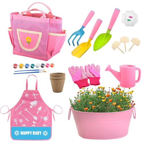 Lambo Garten-Handwerkzeuge in vollem Wachstum, Gartenwerkzeug-Set für Gartenarbeit, 19-teiliges Set, Anzuchtwerkzeuge | Gartenwerkzeuge, sicheres Spielzeug, Set von Lambo