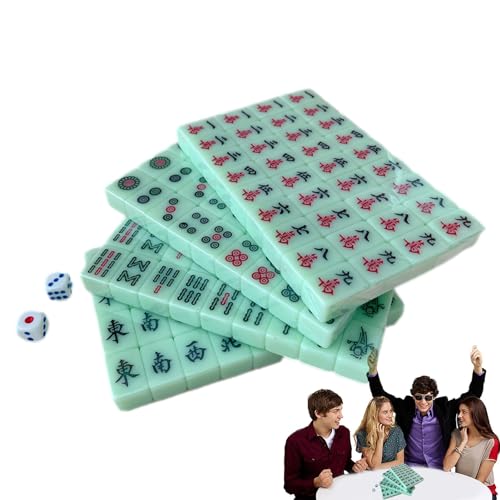 Lambo Mahjong-Spielset, Reise-Mahjong - Leichte tragbare Mahjong-Sets mit klarer Gravur | Reisezubehör, Legespiel Mini für Ausflüge, Schulen, Häuser, Reisen von Lambo