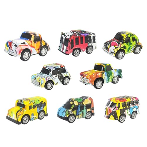 Lambo Rückziehautos aus Druckguss | 8-teiliges Mini-Spielzeug-Spielset aus legiertem Metall mit Reibungsantrieb,Zurückziehbare Stadtautos und -lastwagen, Spielzeugfahrzeug-Set, Modellauto von Lambo