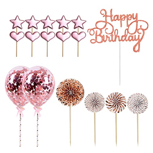 Lambo Torte Stern Ballon | Tortenaufleger Happy Birthday für Frauen | Cake Topper Sterne Herzen Luftballons Dekoration Kuchen Geburtstag von Lambo