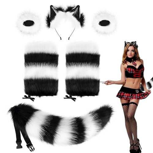 Lambo Wolfsohren und Schwanz Set – Halloween-Ohren- und Schwanz-Set mit Wolfspfoten, 4-teiliges Set | Hautfreundliches Kostüm-Zubehör-Set für Kostümparty Lambo Wolfsohren und Schwanz Set – Halloween-Ohren- und Schwanz-Set mit Wolfspfoten, 4-teiliges Set | Hautfreundliches Kostüm-Zubehör-Set für Kostümparty von Lambo