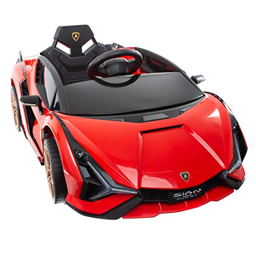 Sportwagen Lambo Sian - ROT - geeignet für Kinder von 3 bis 4 Jahren - Kinderfahrzeug - Premium Soundsystem mit Motorsound, Elektroauto Kinderauto von Allpax