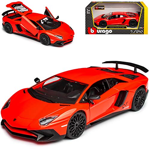 Lamborgihini Aventador LP 750-4 SV Superveloce Rot Orange Coupe Ab 2015 1/24 Burago Modell Auto mit individiuellem Wunschkennzeichen von Lamborghini
