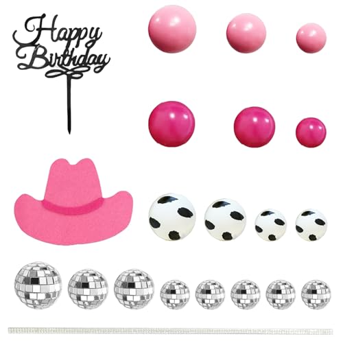 21pcs Cowgirl Geburtstagsfeier Dekorationen Western Disco Cake Topper mit Hat Ball Theme Party Gefällt mir Vorräte für Western Cowgirl von Lamppdcor
