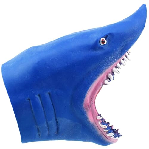 Haifischpuppe, realistische und beängstigende Tierpuppe mit scharfen Zähnen für Kinder Erwachsene, weicher Gummi für Geschichtenerzählen, Streich, Blau von Lamppdcor