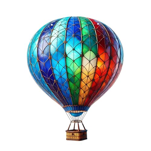 Heißluftballonverzierung 7.9x6, 1 Zoll Regenbogen Acrylhängedekoration für Weihnachten, Geschenke, Ballonliebhaber von Lamppdcor